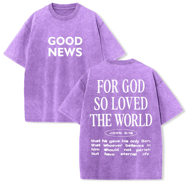 Christianartworkshop "For God So Loved the World" Unisex Washed T-Shirt - Purple - 5XL - image 25