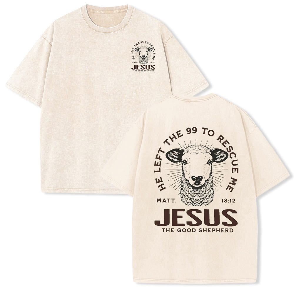 Christianartworkshop "He Left The 99 To Rescue Me" Unisex Washed T-Shirt - Apricot - 5XL - image 20