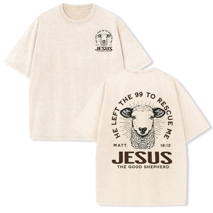 Christianartworkshop "He Left The 99 To Rescue Me" Unisex Washed T-Shirt - Apricot - 5XL - image 20