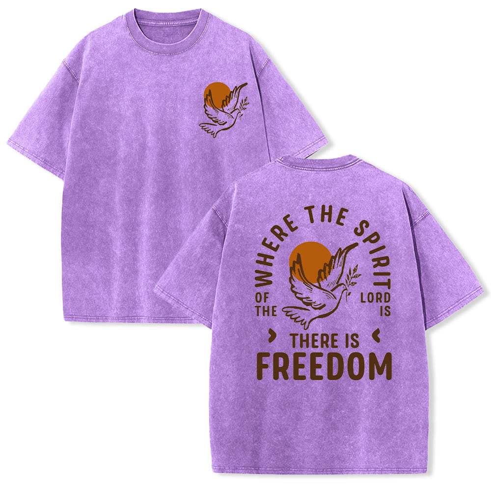 Christianartworkshop Spirit of the Lord and Freedom Unisex Washed T-Shirt - Purple - 5XL - image 20
