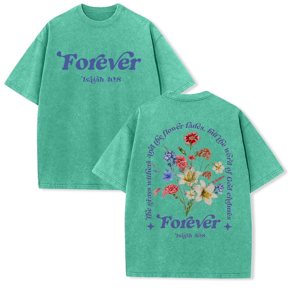 Christianartworkshop Eternal Word of God Unisex Washed T-Shirt - Green - 5XL - image 8