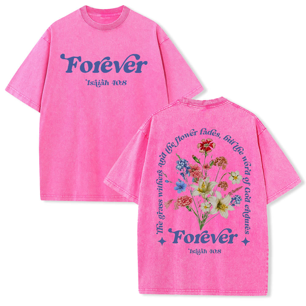 Christianartworkshop Eternal Word of God Unisex Washed T-Shirt - Pink - 5XL - image 5