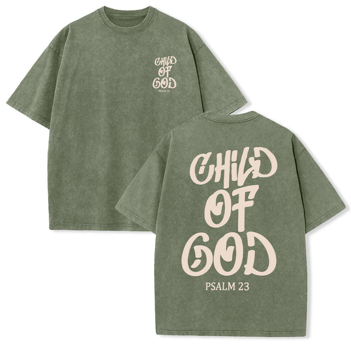 Christianartworkshop Chic Spiritual Child of God Psalm 23 Unisex Washed T-Shirt - Army Green - 5XL - image 8
