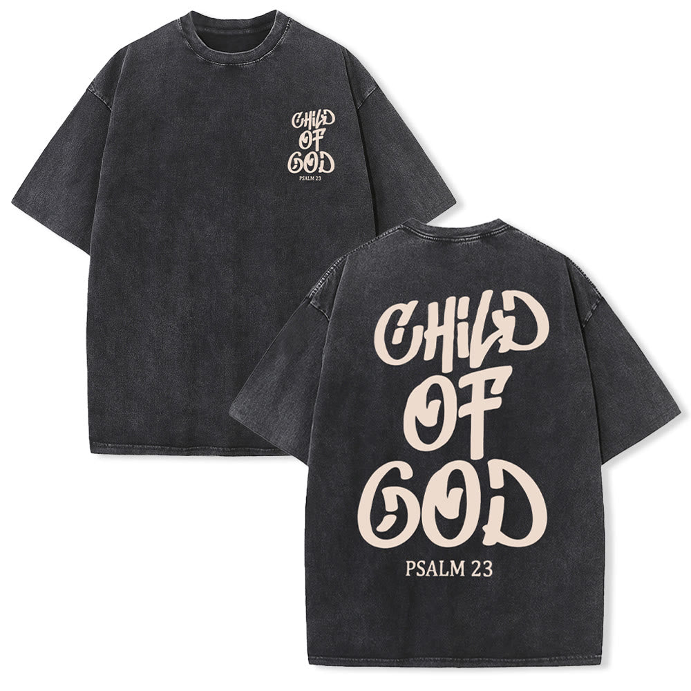 Christianartworkshop Chic Spiritual Child of God Psalm 23 Unisex Washed T-Shirt - Black - 5XL - image 5