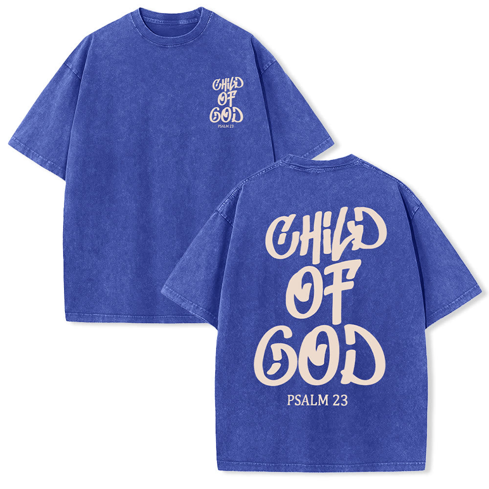 Christianartworkshop Chic Spiritual Child of God Psalm 23 Unisex Washed T-Shirt - Blue - 5XL - image 11
