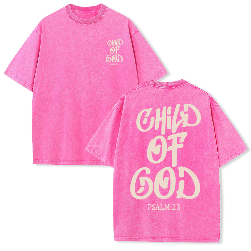Christianartworkshop Chic Spiritual Child of God Psalm 23 Unisex Washed T-Shirt - Pink - 5XL - image 26