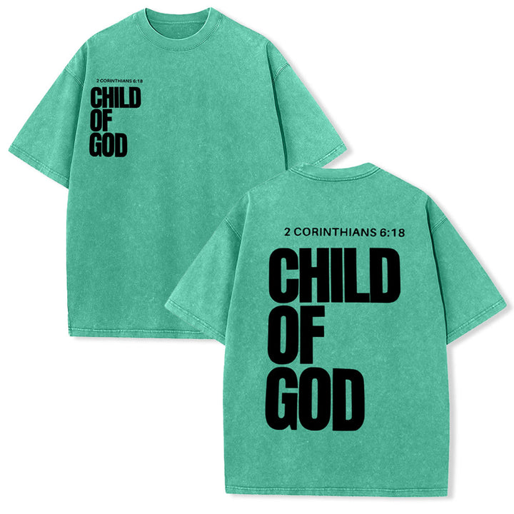 Christianartworkshop Minimalist Child of God Unisex Washed T-Shirt: Bold Faith in Clean Design - Green - 5XL - image 23
