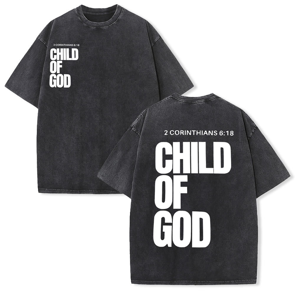 Christianartworkshop Minimalist Child of God Unisex Washed T-Shirt: Bold Faith in Clean Design - Black - 5XL - image 2
