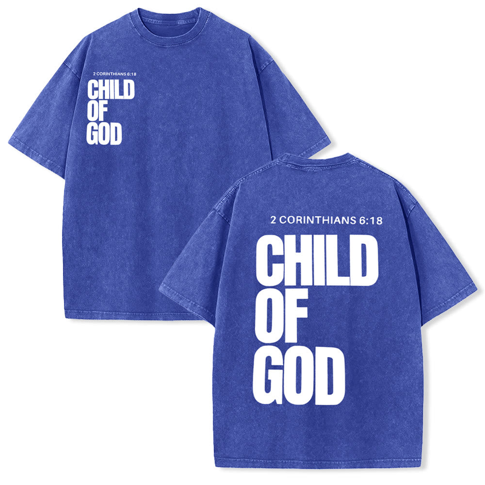 Christianartworkshop Minimalist Child of God Unisex Washed T-Shirt: Bold Faith in Clean Design - Blue - 5XL - image 11