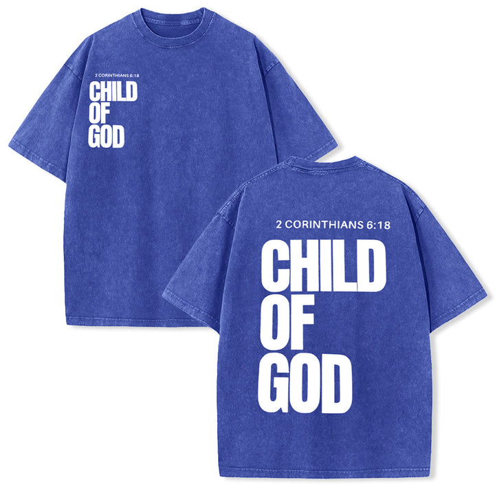 Christianartworkshop Minimalist Child of God Unisex Washed T-Shirt: Bold Faith in Clean Design - Blue - 5XL - image 11