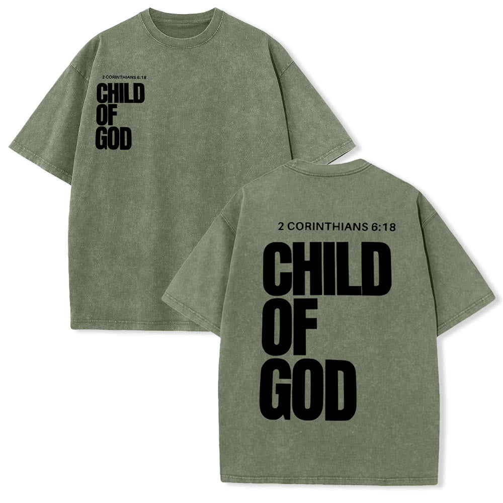 Christianartworkshop Minimalist Child of God Unisex Washed T-Shirt: Bold Faith in Clean Design - Army Green - 5XL - image 5