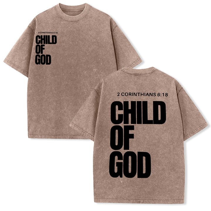 Christianartworkshop Minimalist Child of God Unisex Washed T-Shirt: Bold Faith in Clean Design - Coffee - 5XL - image 20