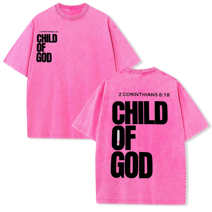 Christianartworkshop Minimalist Child of God Unisex Washed T-Shirt: Bold Faith in Clean Design - Pink - 5XL - image 26