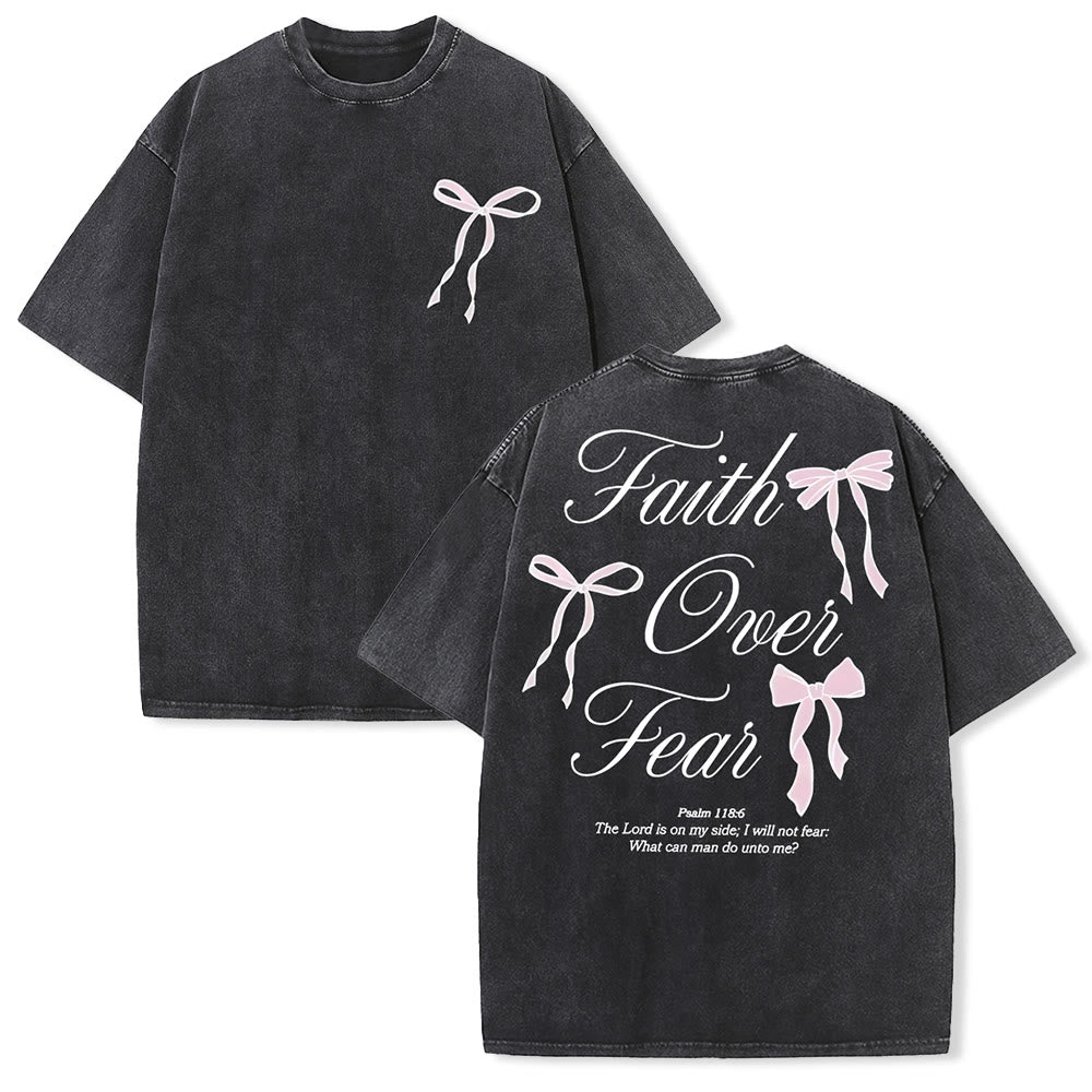 Christianartworkshop Faith Over Fear Unisex Washed T-Shirt - Black - 5XL - image 3