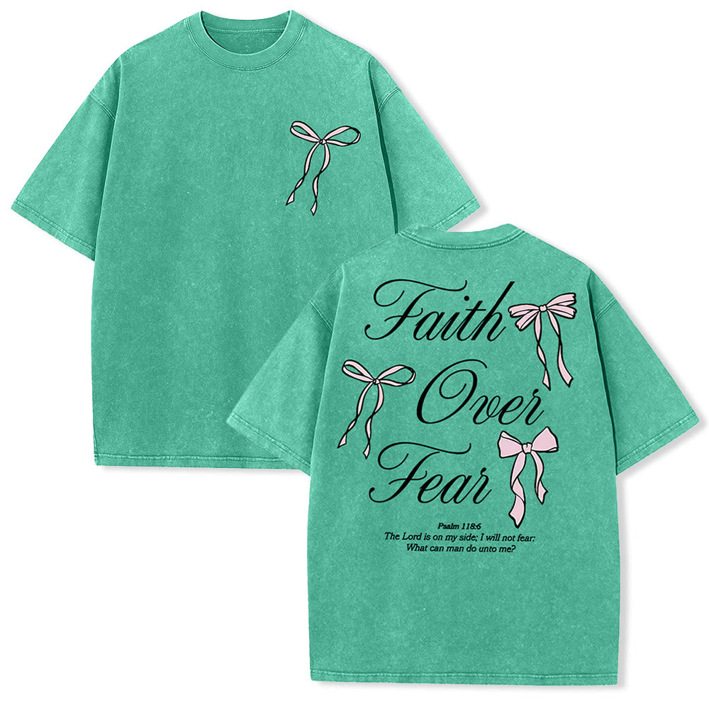 Christianartworkshop Faith Over Fear Unisex Washed T-Shirt - Green - 5XL - image 21