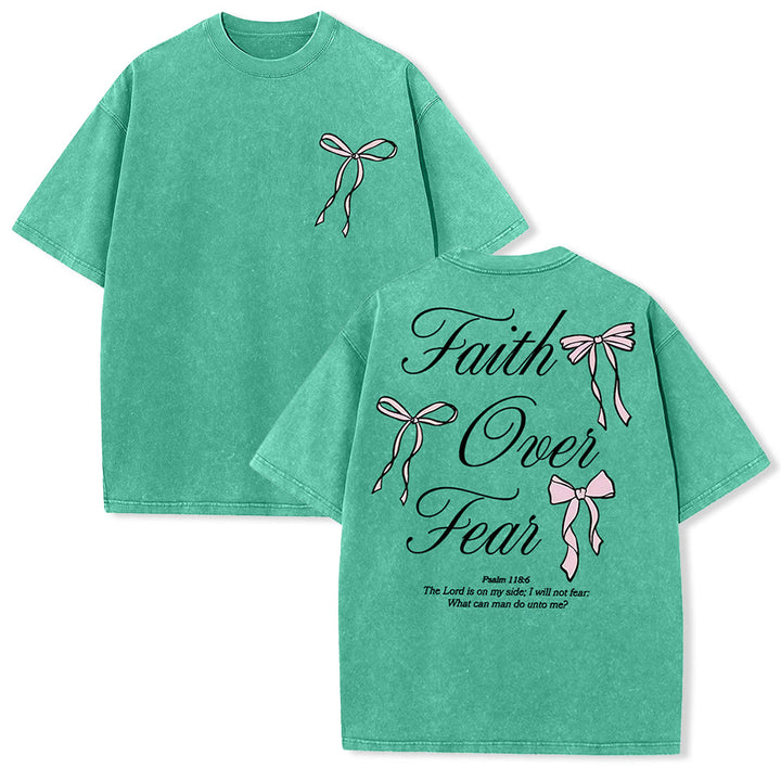 Christianartworkshop Faith Over Fear Unisex Washed T-Shirt - Green - 5XL - image 21