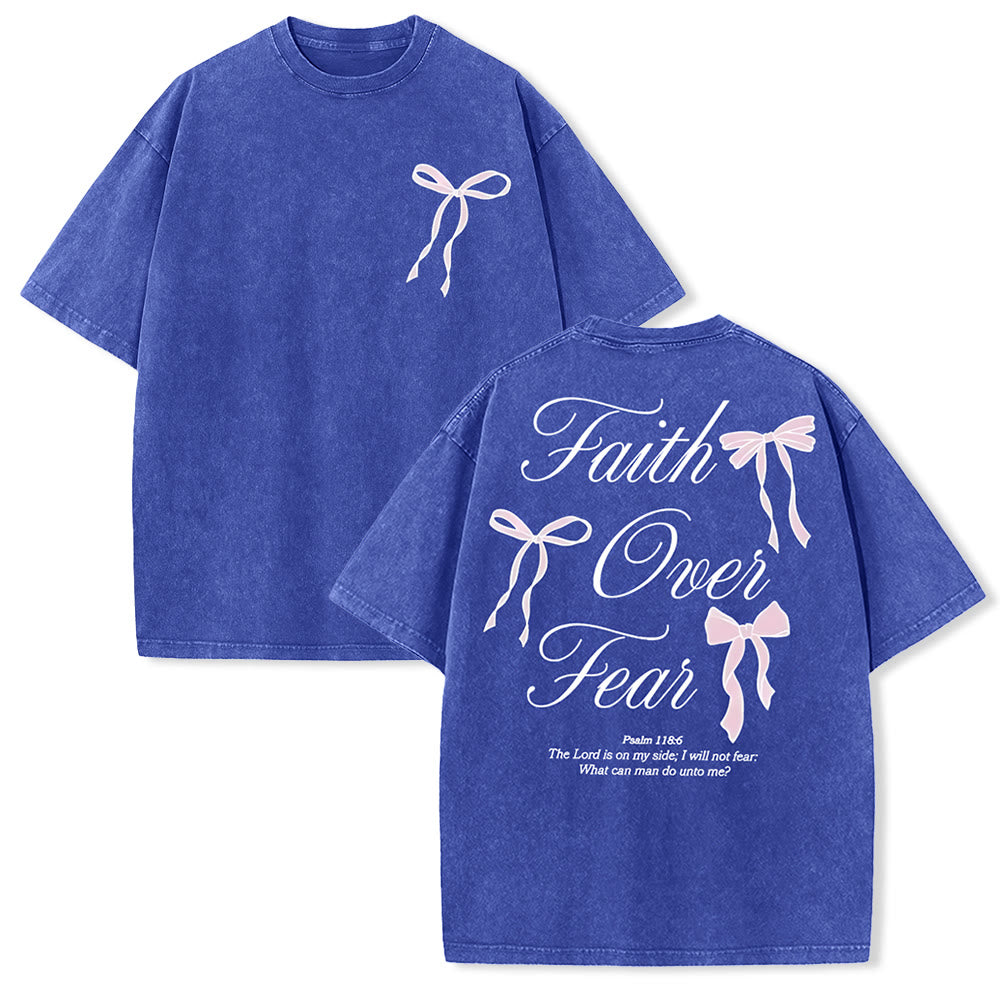 Christianartworkshop Faith Over Fear Unisex Washed T-Shirt - Blue - 5XL - image 15