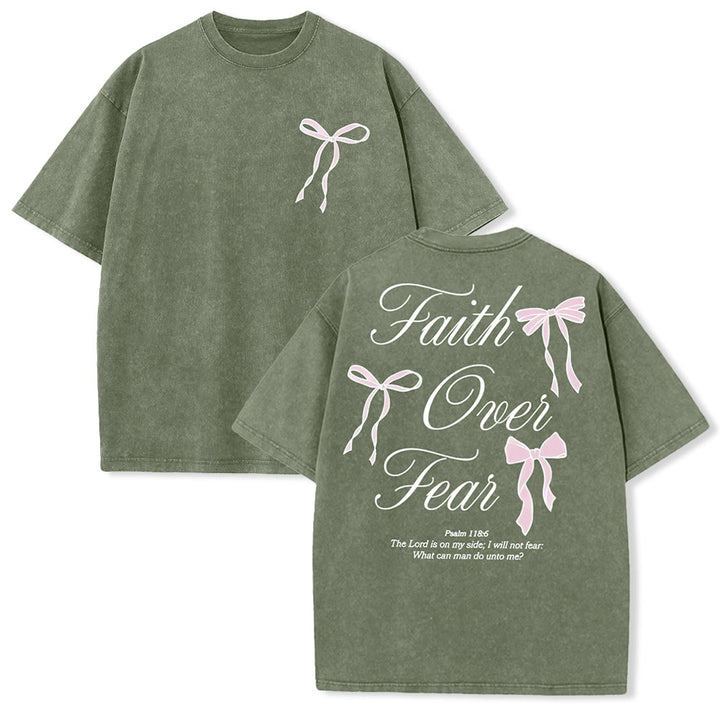 Christianartworkshop Faith Over Fear Unisex Washed T-Shirt - Army Green - 5XL - image 12