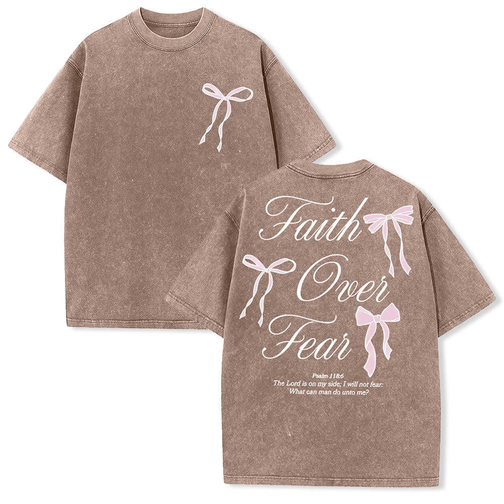 Christianartworkshop Faith Over Fear Unisex Washed T-Shirt - Coffee - 5XL - image 24