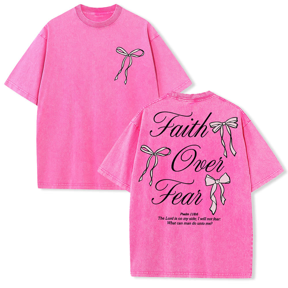 Christianartworkshop Faith Over Fear Unisex Washed T-Shirt - Pink - 5XL - image 27