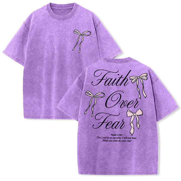 Christianartworkshop Faith Over Fear Unisex Washed T-Shirt - Purple - 5XL - image 18