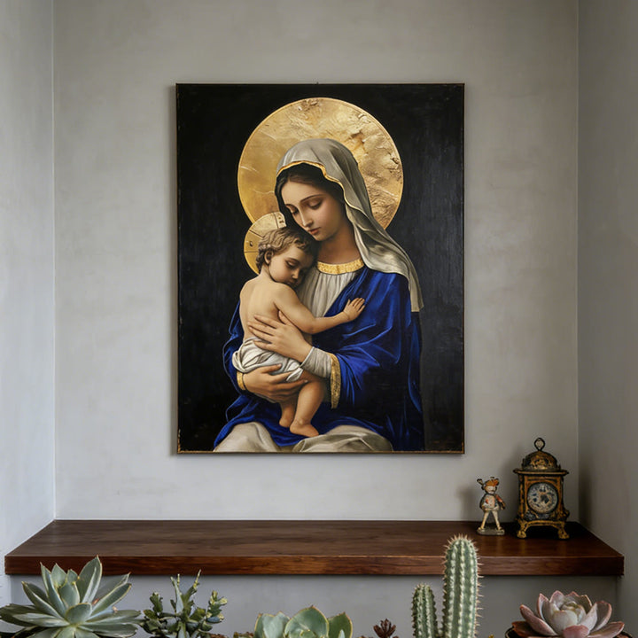 Christianartworkshop Royal Blue Robe Madonna and Child Canvas Print: Embody the Pure Devotion of Mary - image 3