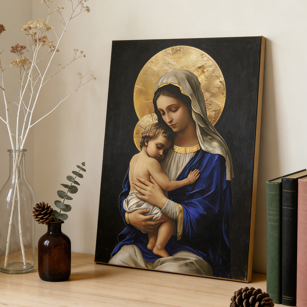 Christianartworkshop Royal Blue Robe Madonna and Child Canvas Print: Embody the Pure Devotion of Mary - image 4