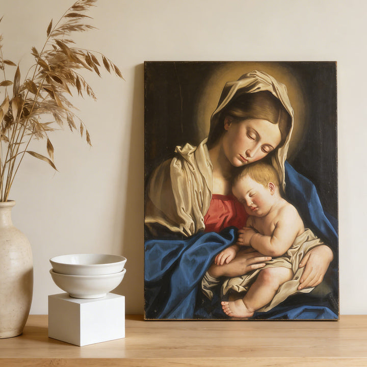 Christianartworkshop Gilded Halo Sleeping Jesus Wall Art Print: Ground Your Faith in the Holy Family’s Intimacy - image 3
