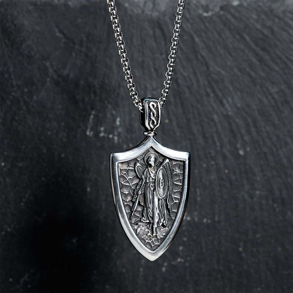 Christianartworkshop Archangel St. Michael Shield Amulet Titanium Necklace - image 1