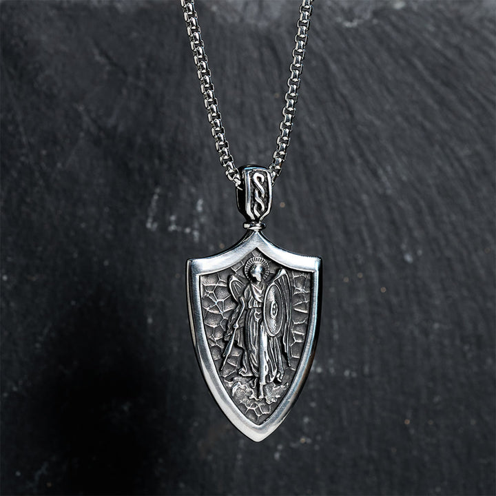 Christianartworkshop Archangel St. Michael Shield Amulet Titanium Necklace - image 1