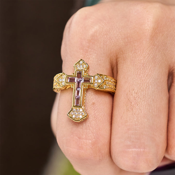 Christianartworkshop Central Cross Motif Ring with Cubic Zirconia Accents: Carry His Care in Daily Wear - image 9