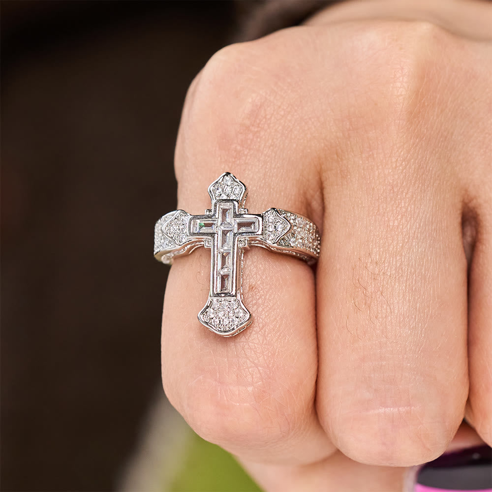 ChristianArtworkshop Cross Ring with Cubic Zirconia Accents