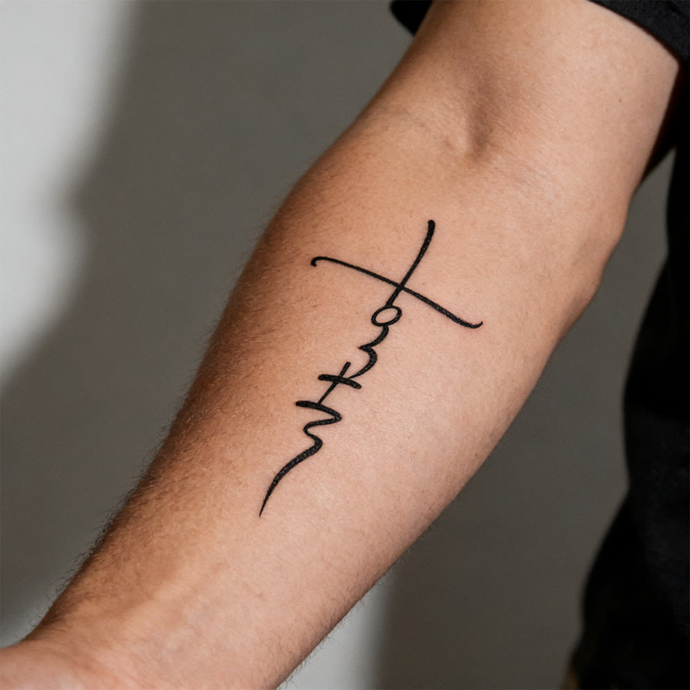 Christianartworkshop Cross & Faith Script Temporary Tattoo: Sleek Line Art for Daily Faith Reminders - image 5