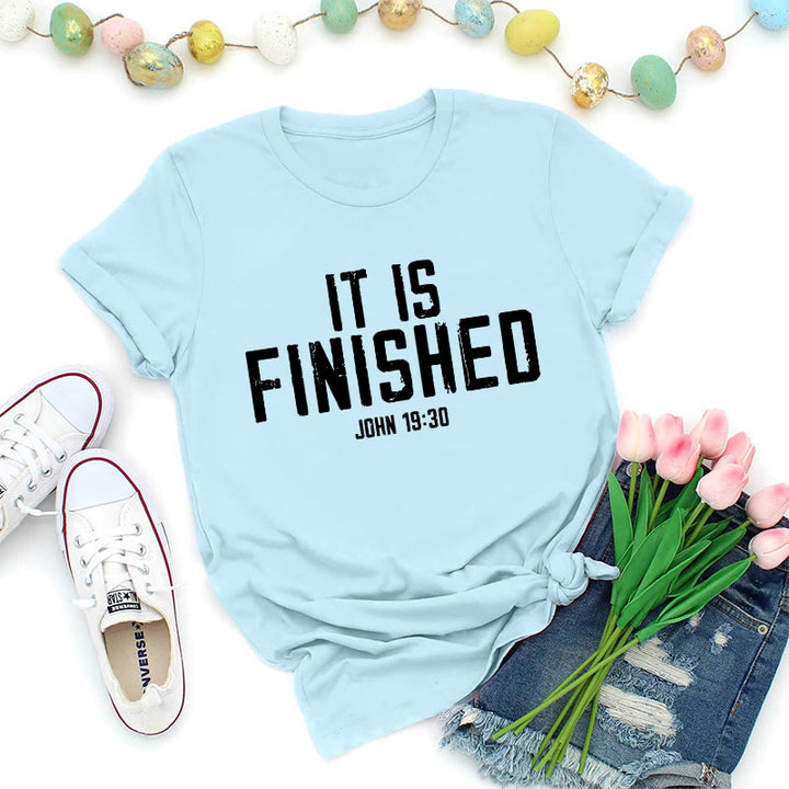 Christianartworkshop John 19:30 It Is Finished Distressed Premium T-Shirt - Blue - 2XL - image 7