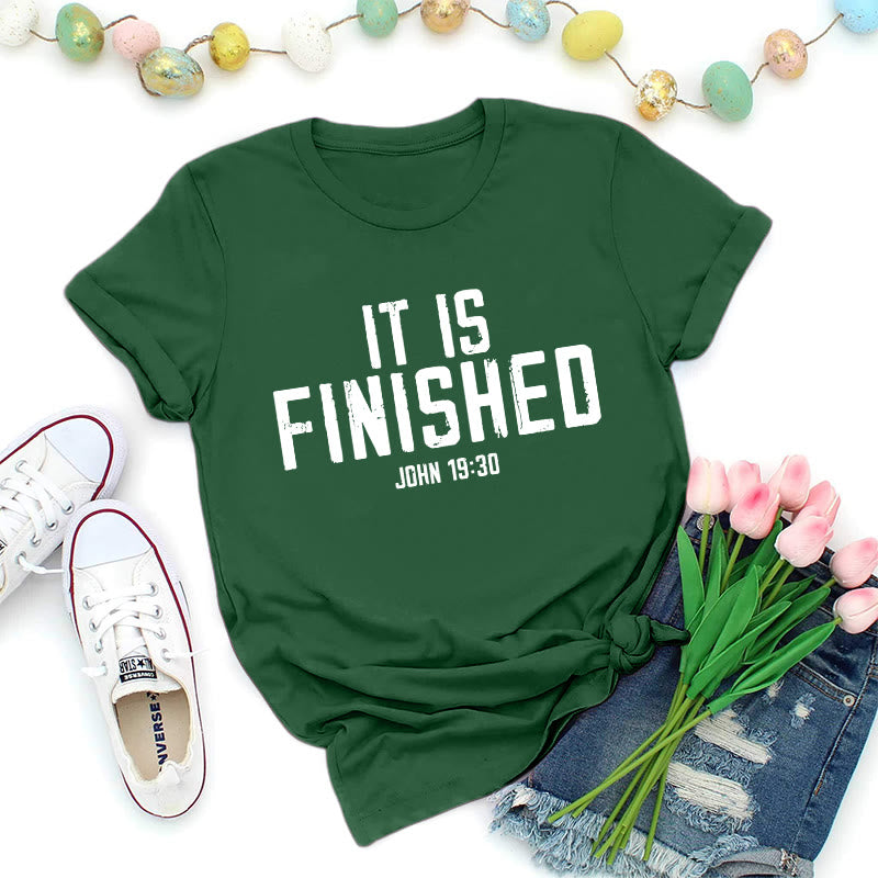 Christianartworkshop John 19:30 It Is Finished Distressed Premium T-Shirt - Dark Green - 2XL - image 4
