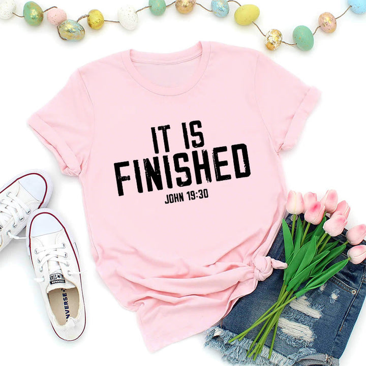 Christianartworkshop John 19:30 It Is Finished Distressed Premium T-Shirt - Pink - 2XL - image 0