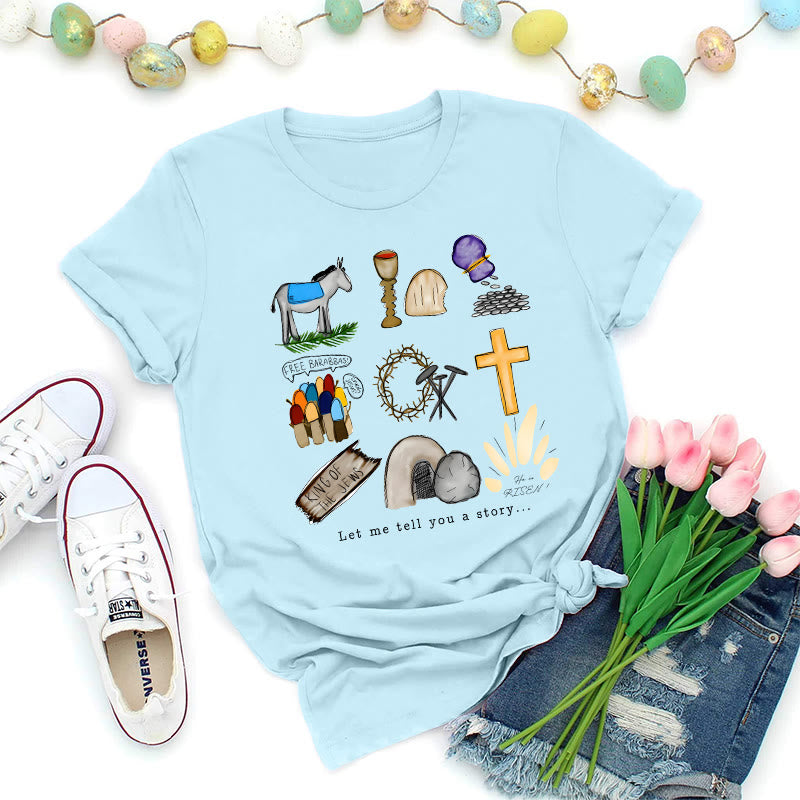 Christianartworkshop Easter Story Collage Premium T-Shirt - Blue - 2XL - image 8
