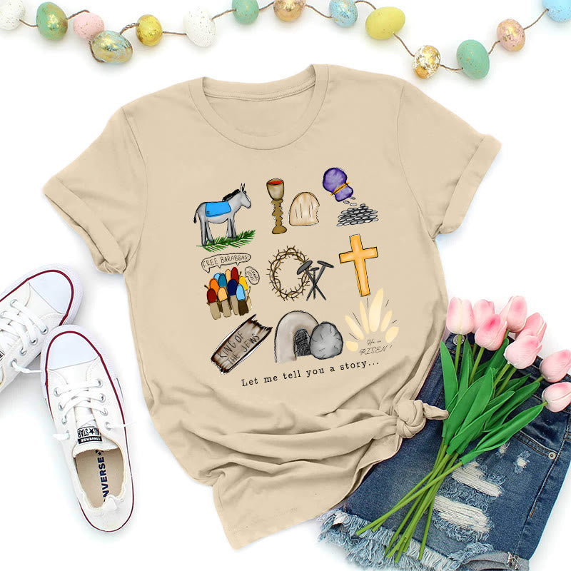 Christianartworkshop Easter Story Collage Premium T-Shirt - Beige - 2XL - image 0