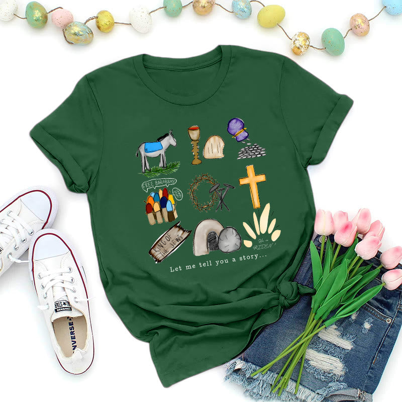 Christianartworkshop Easter Story Collage Premium T-Shirt - Dark Green - 2XL - image 5