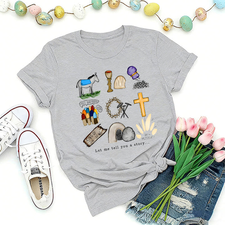 Christianartworkshop Easter Story Collage Premium T-Shirt - Grey - 2XL - image 2