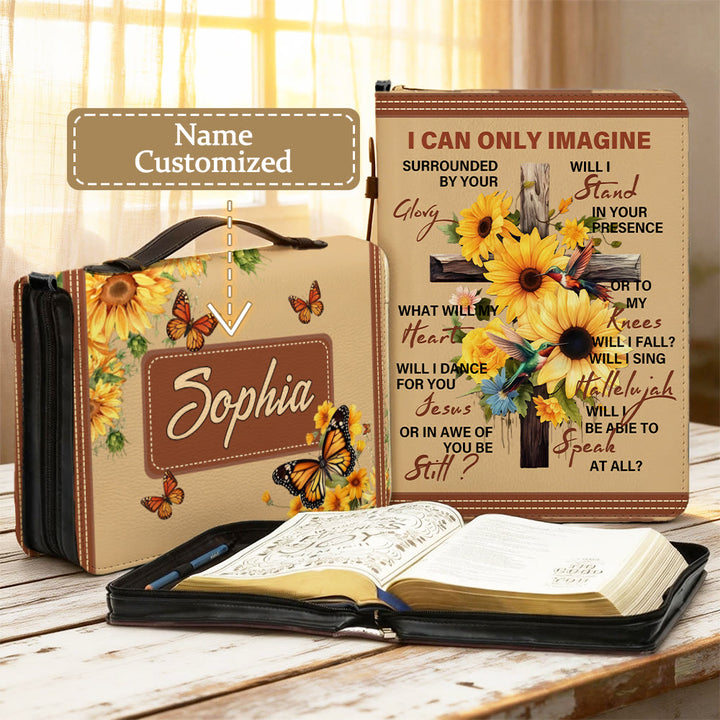 Christianartworkshop I Can Only Imagine Sunflower Bible Cover: Awe for His Glory - 2XL - Name Customized - image 1