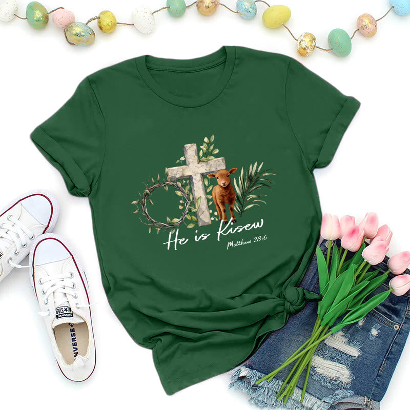 Christianartworkshop He Is Risen Matthew 28:6 Premium T-Shirt - Dark Green - 2XL - image 0