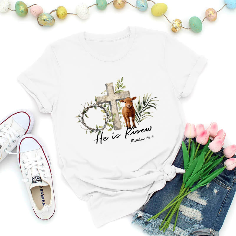 Christianartworkshop He Is Risen Matthew 28:6 Premium T-Shirt - White - 2XL - image 7