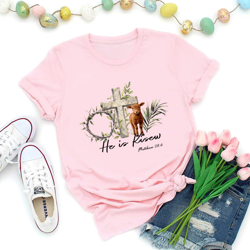 Christianartworkshop He Is Risen Matthew 28:6 Premium T-Shirt - Pink - 2XL - image 5