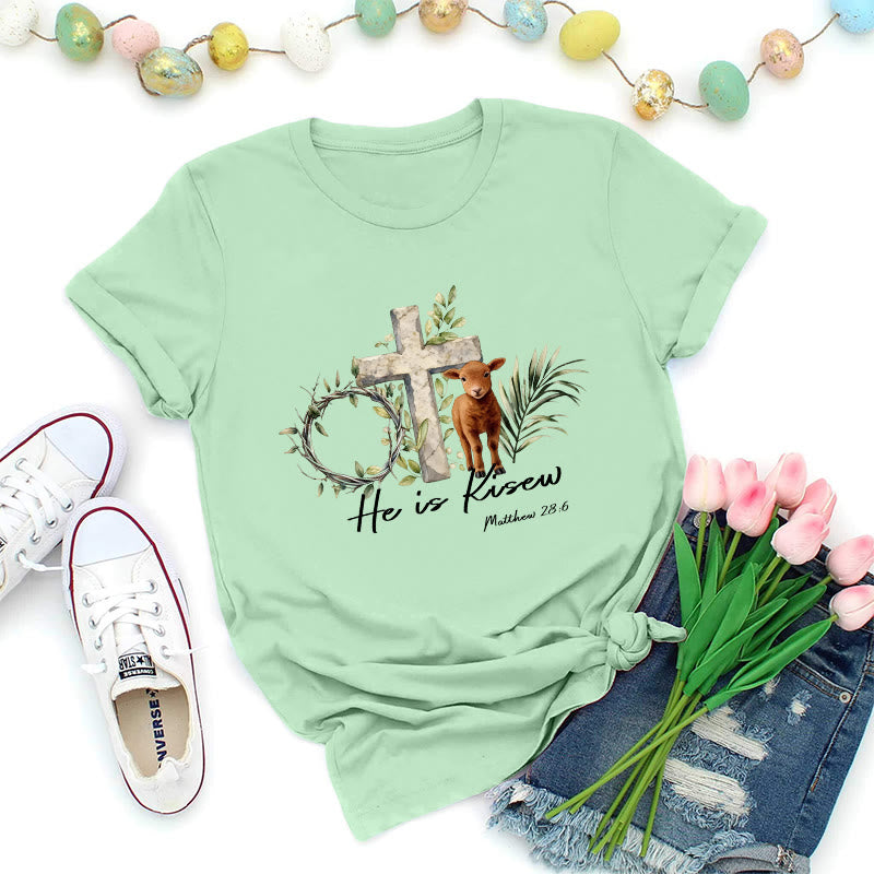 Christianartworkshop He Is Risen Matthew 28:6 Premium T-Shirt - Light Green - 2XL - image 2