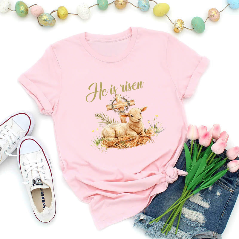 Christianartworkshop Lamb & Cross Easter T-Shirt - Pink - 2XL - image 6