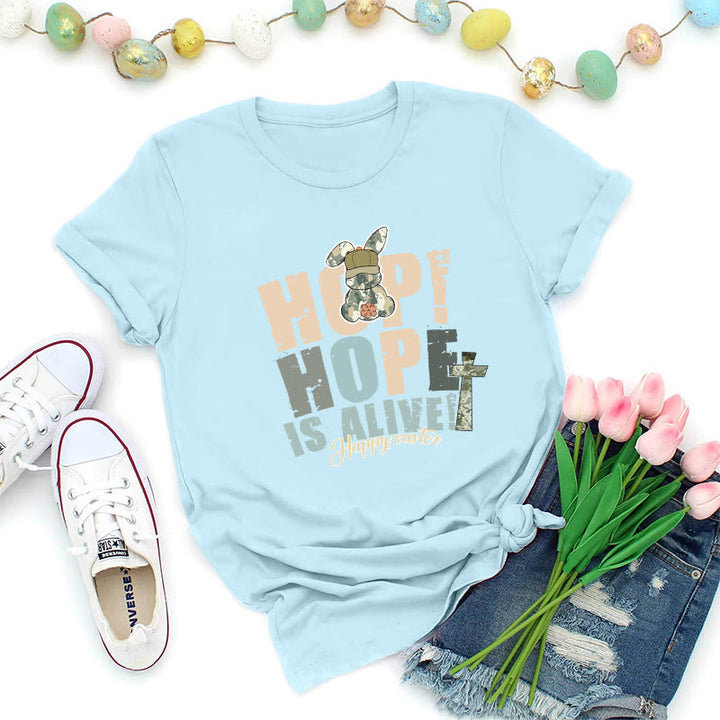Christianartworkshop Hope Is Alive Easter Premium T-Shirt - Blue - 2XL - image 6