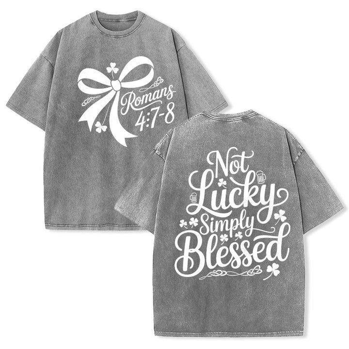 Christianartworkshop Not Lucky Simply Blessed Romans 4:7-8 Unisex Washed T-Shirt - Grey - 5XL - image 21