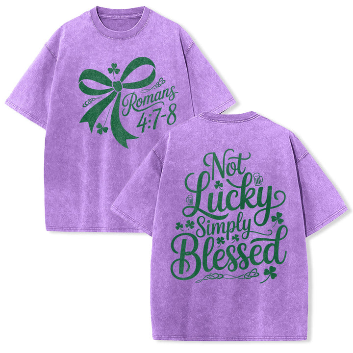 Christianartworkshop Not Lucky Simply Blessed Romans 4:7-8 Unisex Washed T-Shirt - Purple - 5XL - image 15