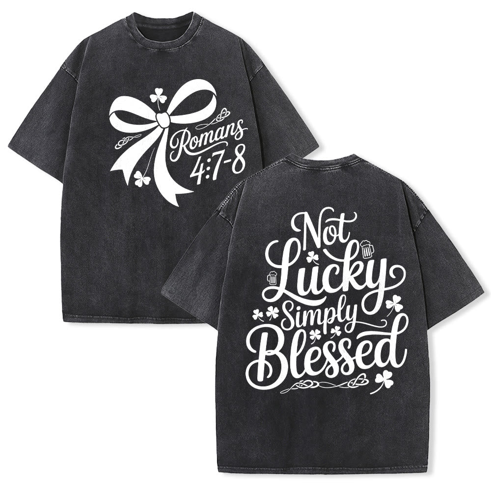 Christianartworkshop Not Lucky Simply Blessed Romans 4:7-8 Unisex Washed T-Shirt - Black - 5XL - image 24